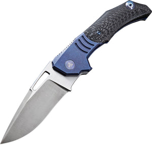 We Knife STIXX Blue Titanium CF Inlay Framelock Bohler M390 Folding Knife 817A