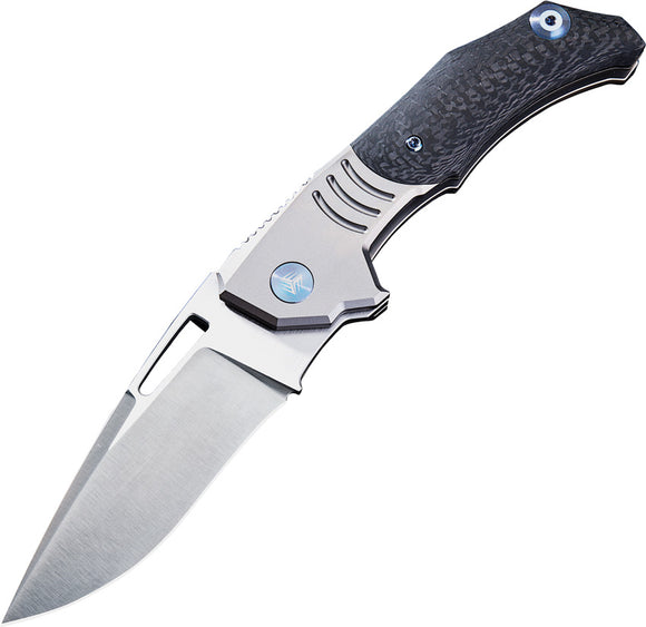 We Knife STIXX Silver Titanium CF Inlay Framelock Bohler M390 Folding Knife 817C