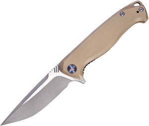 We Knife Streak Linerlock Tan G10 Handle M390 Satin Stainless Folding Knife 818D