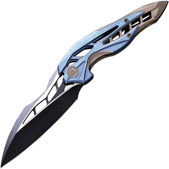 We Knife Co Arrakis Framelock Blue & Brown Titanium Folding M390 Knife 906b