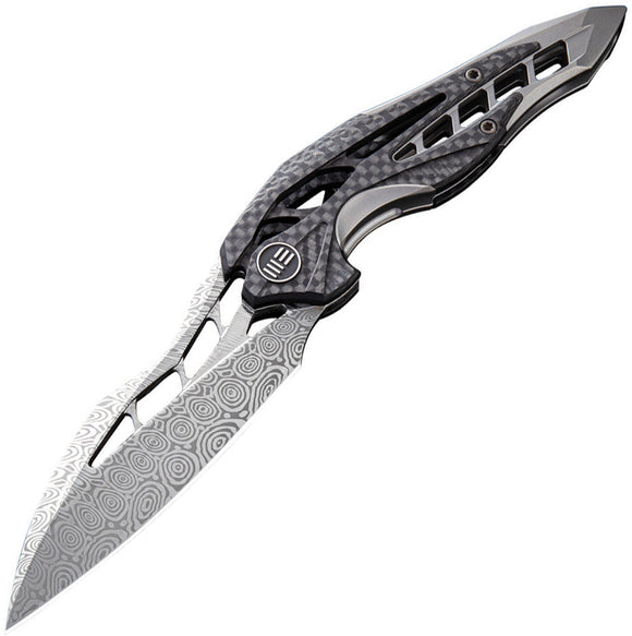 We Knife  Arrakis  Carbon Fiber Inlay Folding  Damascus Knife 906cfds1