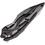 We Knife  Arrakis  Carbon Fiber Inlay Folding  Damascus Knife 906cfds1