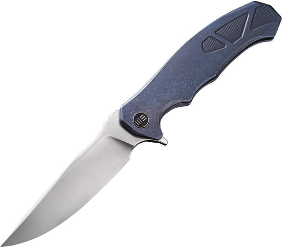 We Knife Co 37 Blue Titanium Handle Framelock with M390 Folding Knife 037 910b