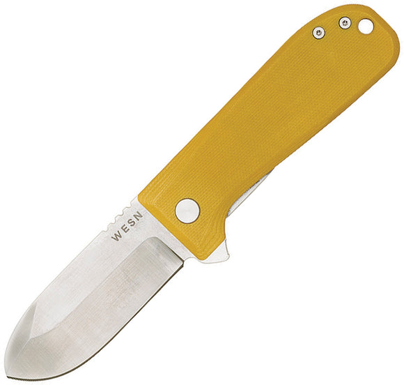 Wesn Goods Allman Linerlock Yellow G10Folding S35VN Pocket Knife N043