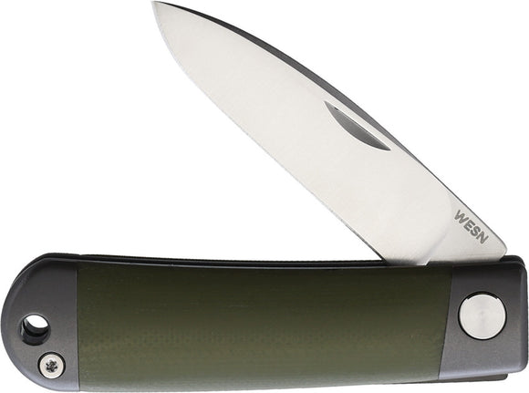 Wesn Goods The Henry G10 OD Green Titanium Folding Slipjoint Pocket Knife 073