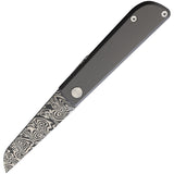 Wesn Goods Samla Gray Titanium Friction Folding Damascus Pocket Knife 145