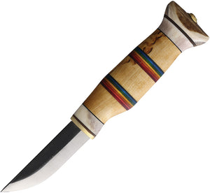 Wood Jewel Rainbow Plywood Curly Birch Wood Carbon Steel Fixed Blade Knife 223VK