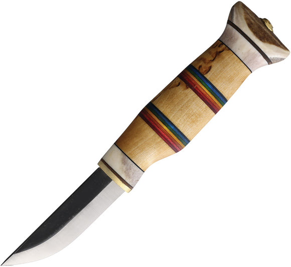 Wood Jewel Rainbow Plywood Curly Birch Wood Carbon Steel Fixed Blade Knife 223VK