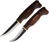 Wood Jewel Brown Plywood Carbon Steel Fixed Blade Knife w/ Sheath 2pc set 23AVKR
