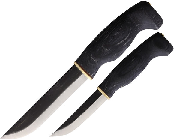 Wood Jewel Big Double Black Plywood Fixed Blade Knife w/ Sheath 2pc Set 23KIMU