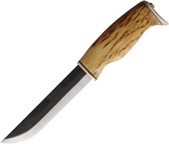 Wood Jewel Bearleuku Curly Birch Carbon Steel Fixed Blade Knife w/ Sheath 23KL