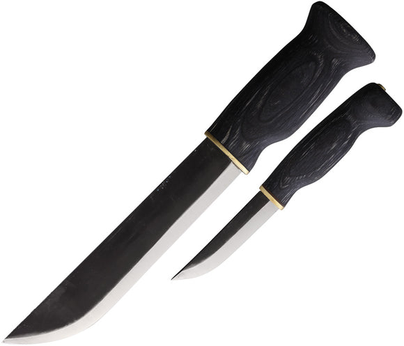 Wood Jewel Big Double Black Plywood Fixed Blade Knife w/ Sheath 2pc Set 23LLMU