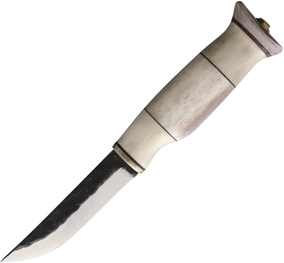 Wood Jewel Reindeer Horn Carbon Steel Fixed Blade Knife w/ Belt Sheath 23LUU95