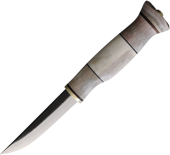 Wood Jewel Reindeer Horn Carbon Steel Fixed Blade Knife w/ Belt Sheath 23LUU