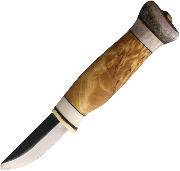Wood Jewel Child's Curly Birch Wood Carbon Steel Blunt Tip Fixed Blade Knife 23L