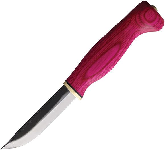Wood Jewel Pink Plywood Carbon Steel Fixed Blade Knife w/ Leather Sheath 23PINK