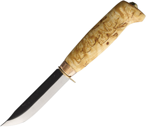 Wood Jewel Scout Curly Birch Wood Carbon Steel Fixed Blade Knife w/ Sheath 23PP