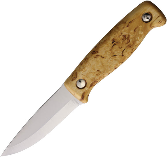 Wood Jewel Pukari Smooth Curly Birch Stainless Fixed Blade Knife 23PUKR