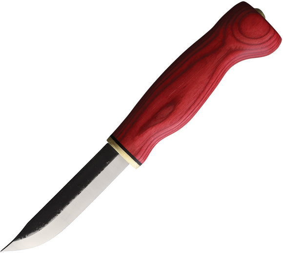 Wood Jewel Red Plywood Carbon Steel Fixed Blade Knife w/ Leather Sheath 23RED