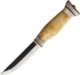 Wood Jewel Vuolu 10 Curly Birch Carbon Steel Fixed Blade Knife w/ Sheath 23V10