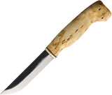 Wood Jewel Curly Birch Wood Carbon Steel Fixed Blade Knife w/ Sheath 23VISA10