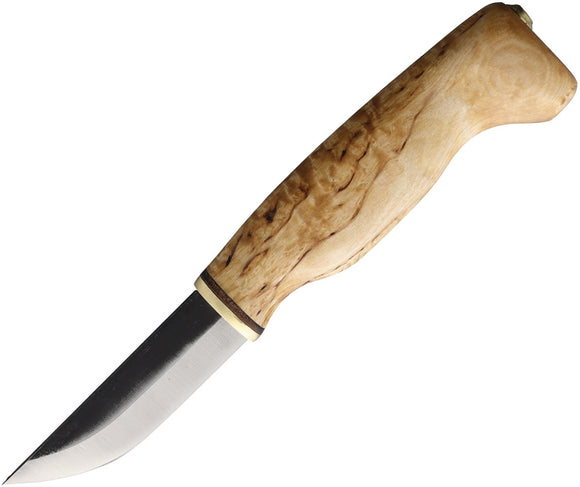 Wood Jewel Curly Birch Wood Carbon Steel Fixed Blade Knife w/ Belt Sheath 23VISA