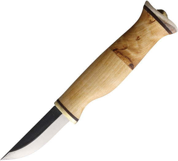 Wood Jewel Little Curly Birch Carbon Steel Fixed Blade Knife w/ Sheath 23VSP