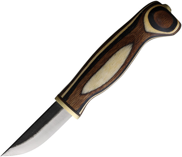 Wood Jewel Zebra Wood Carbon Steel Fixed Blade Knife w/ Brown Belt Sheath 23ZVP