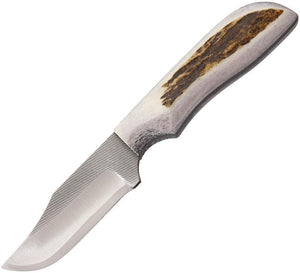 Anza Elk Stag Handle 6.25" Fixed Blade Full Tang Knife w/ Belt Sheath