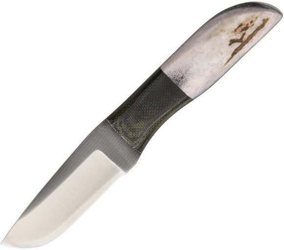 Anza Elk Stag Handle w/ Black Micarta Bolster Fixed Blade Knife w/ Sheath
