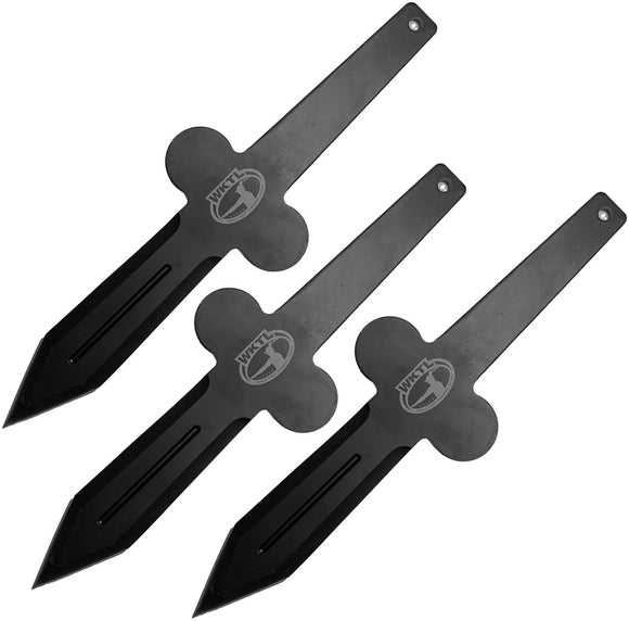 World Knife Throwing League Clover Black Stainless 3pc Throwing Knives Set 006