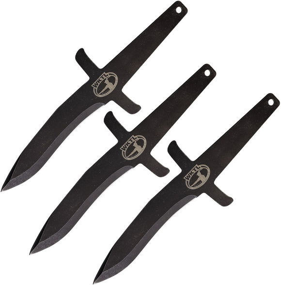 World Knife Throwing League Raptor Black 3Cr13 Stainless 3pc Throwing Knives 010