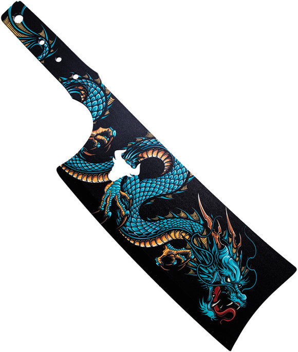 Toro Knives Besito Water Black & Blue 3Cr13 Steel Dragon Art Throwing Cleaver 068