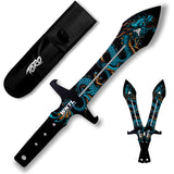 Toro Knives Maximo Blue Water Dragon Black Stainless 3pc Throwing Knives Set 070