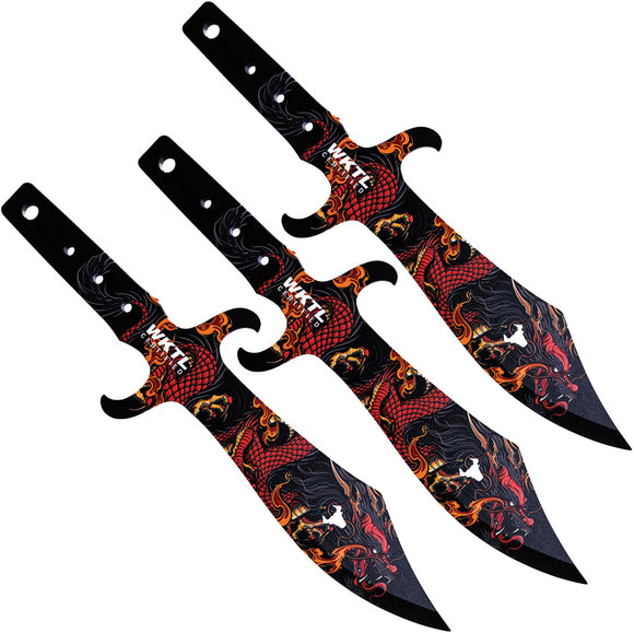 Toro Knives Tesoro Red Fire Dragon Black Stainless 3pc Throwing Knives Set 071