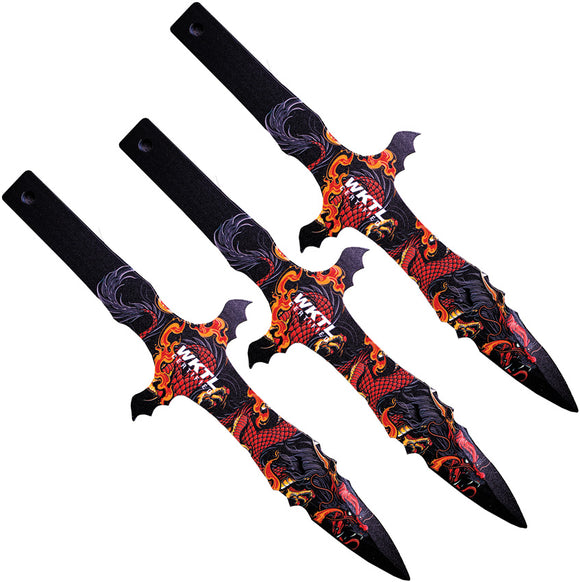 Toro Knives Grito Red Fire Dragon Black Stainless 3pc Throwing Knives Set 073