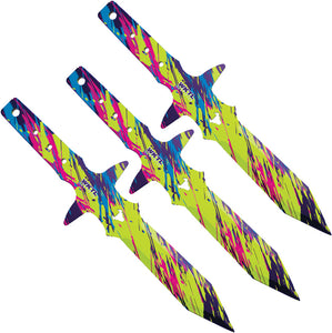 Toro Knives Barbaro Graffiti Artwork Stainless 3pc Throwing Knives Set 078