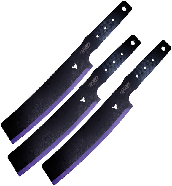 Toro Knives Besito Slim Black & Purple 3Cr13 3 Throwing Cleavers Pack 090
