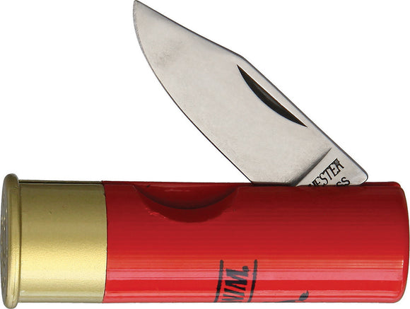 Winchester Shotgun Shell Slip Joint Red ABS Folding Stainless Pocket Knife 1295