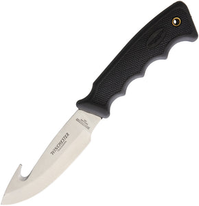Winchester Gut Hook Black Handle Fixed Blade Knife w/ Sheath 14001