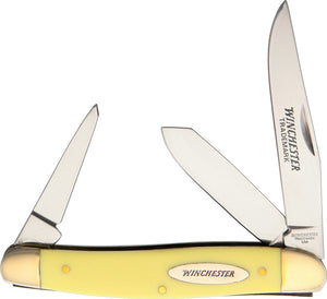 Winchester Stockman 3-Blade Yellow Handle Folding Pocket Knife 14076YCP