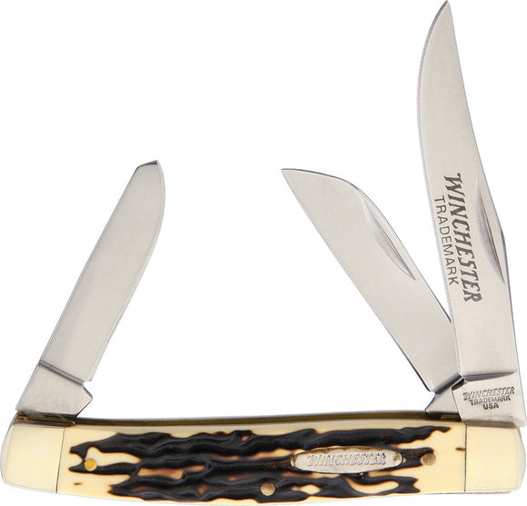 Winchester Stockman 3-Blade Imitation Stag Series Folding Knife 14086