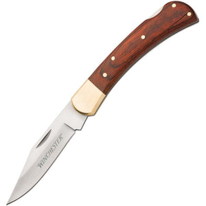 Winchester Lockback Brown Wood Folding Stainless Clip Pt Pocket Knife 6220025W