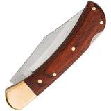 Winchester Lockback Brown Wood Folding Stainless Clip Pt Pocket Knife 6220025W