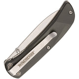 Winchester Linerlock Black Aluminum Folding Stainless Pocket Knife 6220035W