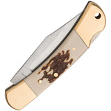 Winchester Small Lockback White Imitation Stag Folding Pocket Knife 6220085W