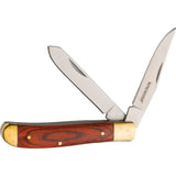 Winchester Trapper Brown Wood Folding Stainless Pocket Knife w/ Tin 6220090W