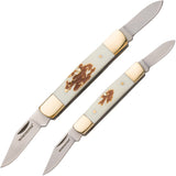 Winchester Stockman Combo White Imitation Stag Folding Pocket Knife Set 6220096W