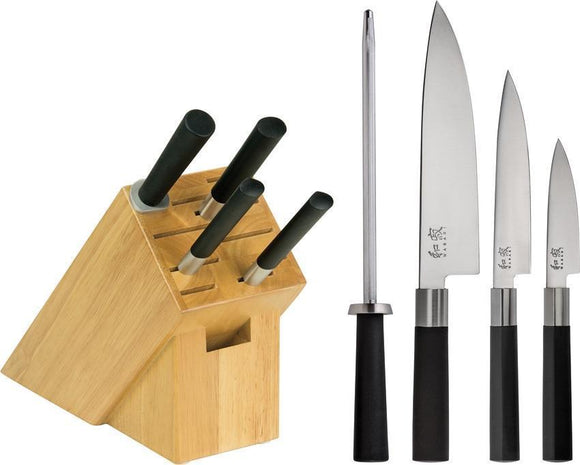 Kershaw Fixed Blade Kitchen 5 PC Wasabi Black Series Block Knife Set