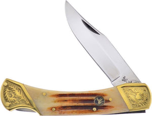 Frost Cutlery Whitetail Bear Claw Lockback Stag Bone Handle Folding Knife